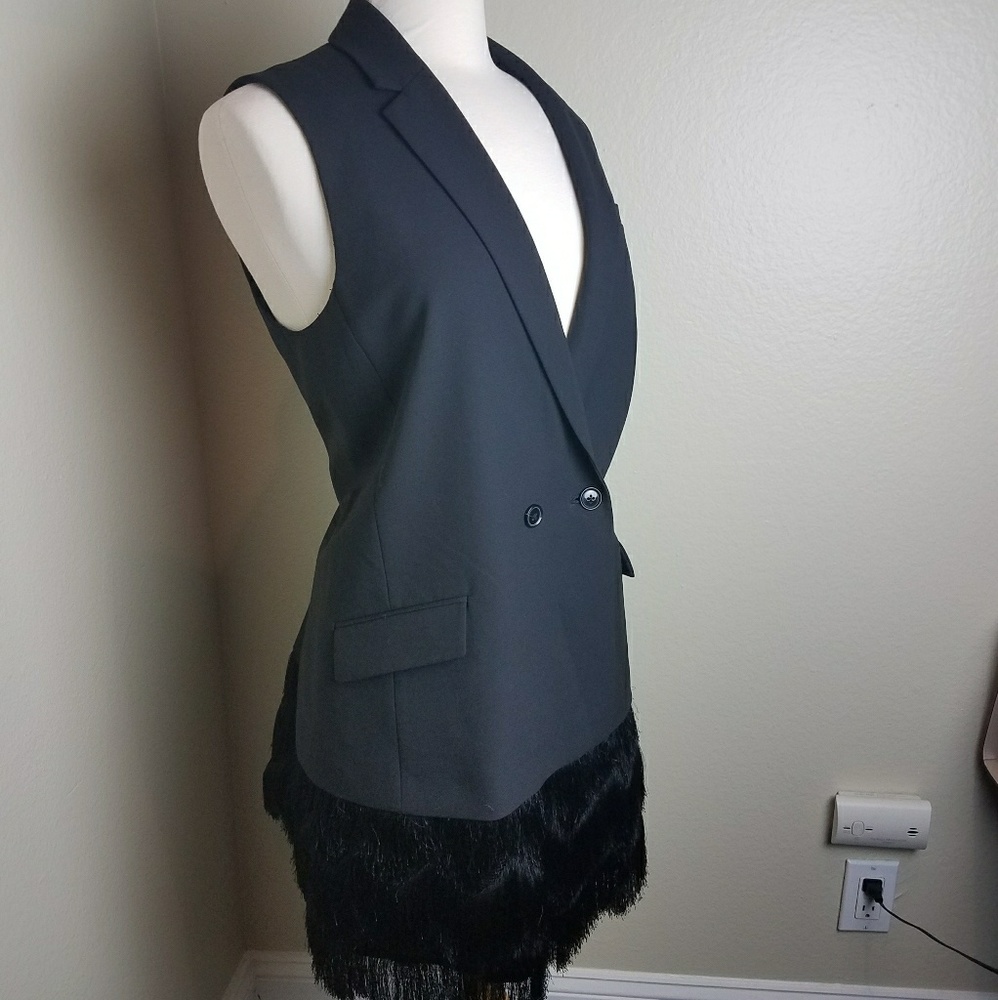Banana Republic Fringe Long Vest 12 petite